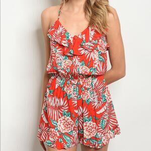 Floral Red Jumpsuit